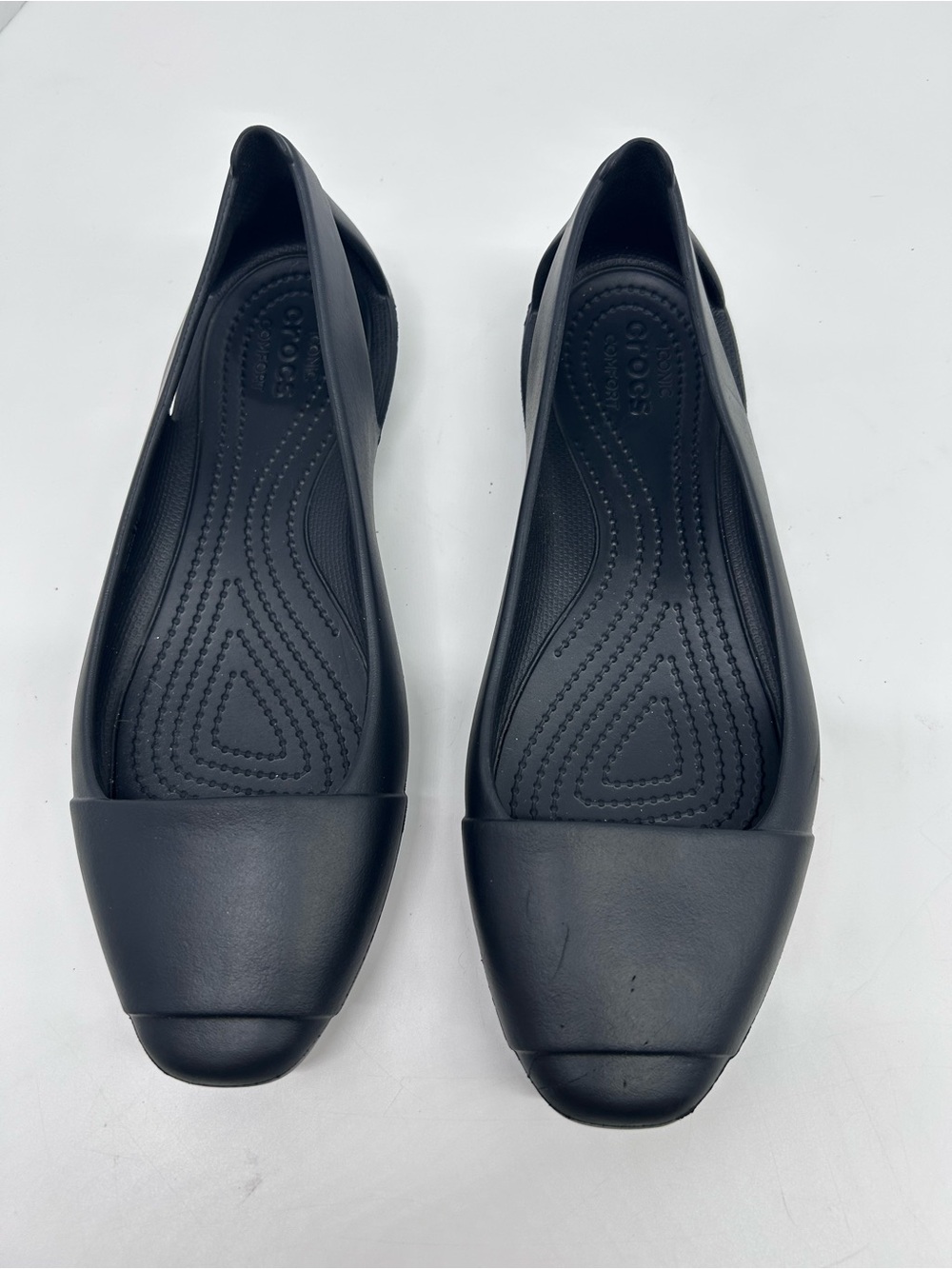 Crocs Women's Sienna Black Flat Slip-On Ballet Shoes size 10W